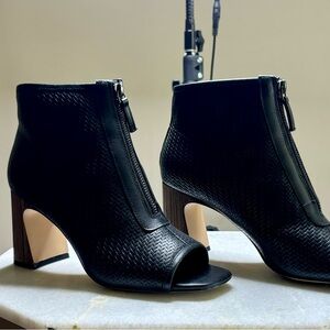 Black Peep-Toe Ankle Boots